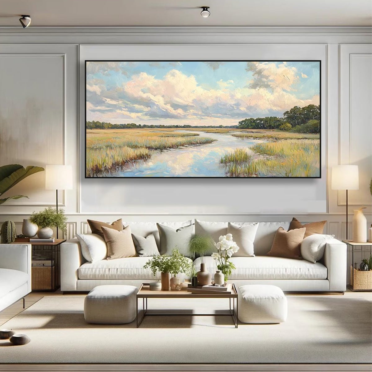 CLOUDBREAK MARSH: Serene River Marsh Landscape Painting - Image 2