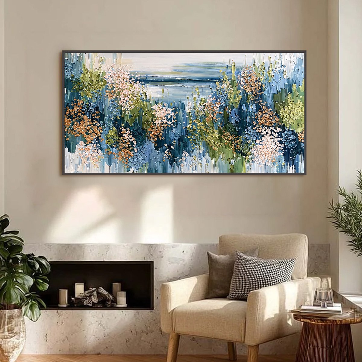 COASTAL BLOOM: Textured Impasto Painting Floral Coastline - Image 2