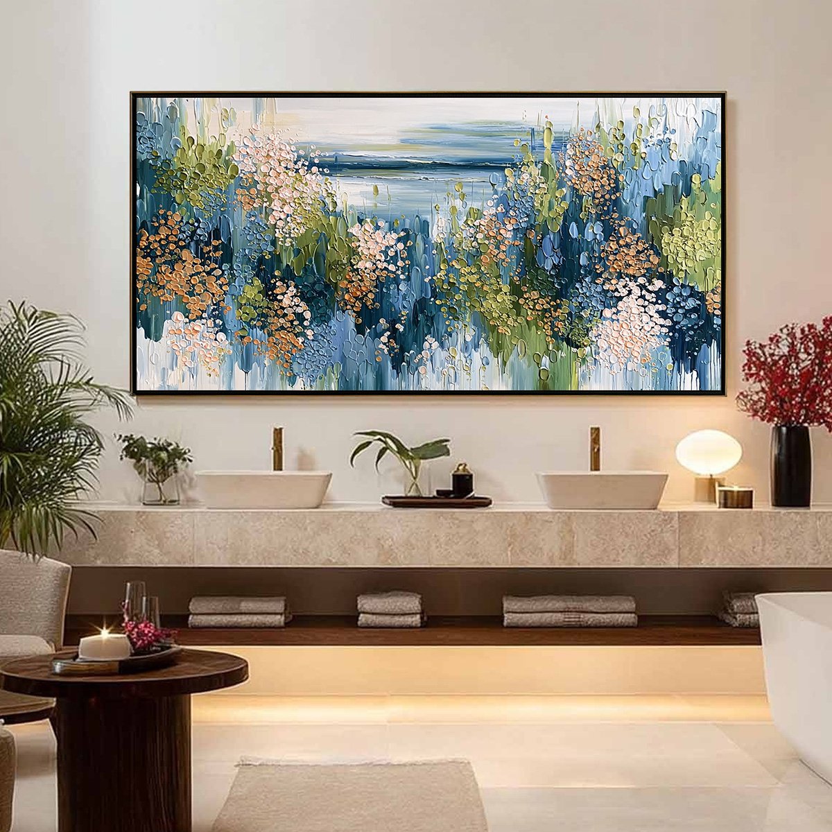 COASTAL BLOOM: Textured Impasto Painting Floral Coastline - Image 4
