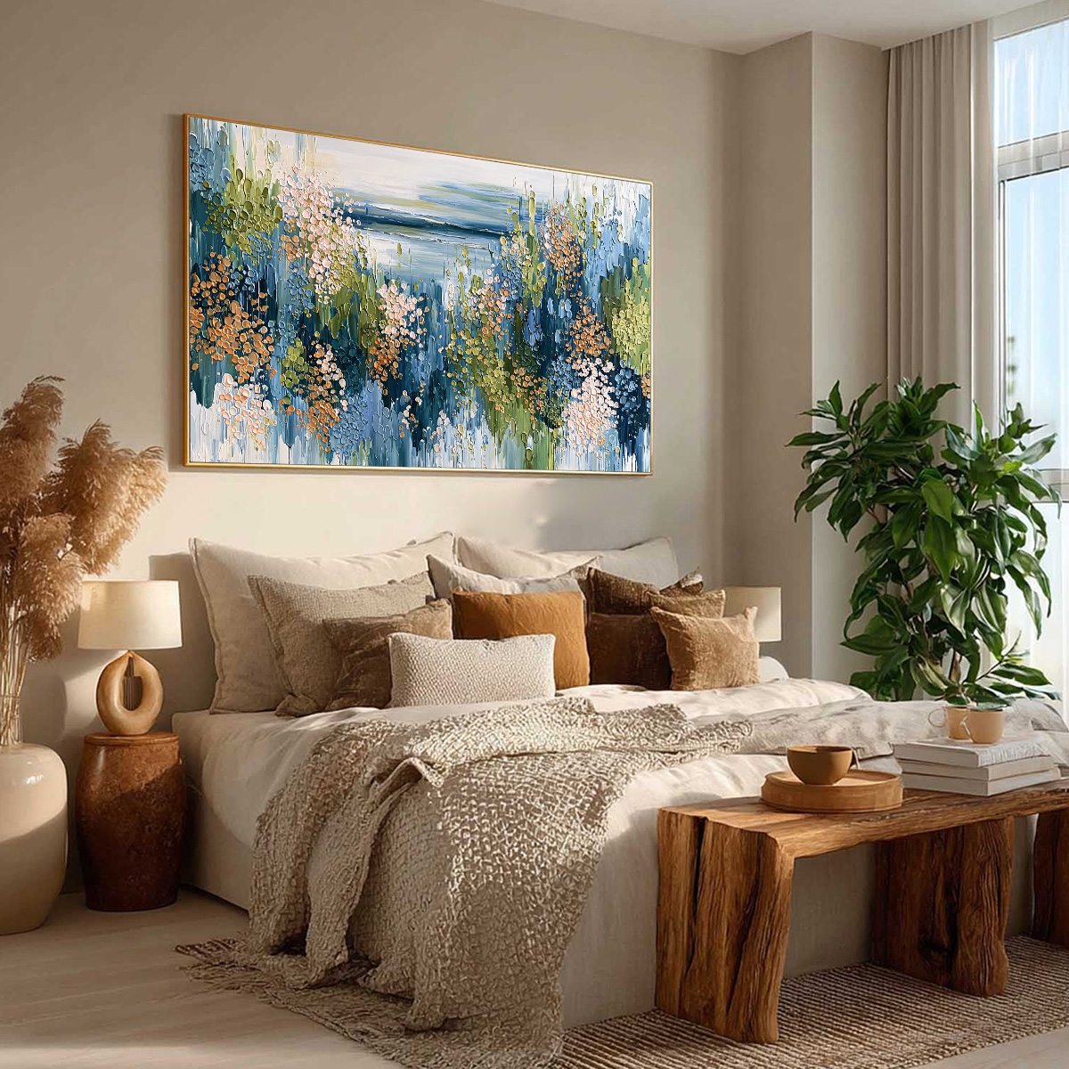 COASTAL BLOOM: Textured Impasto Painting Floral Coastline - Image 8