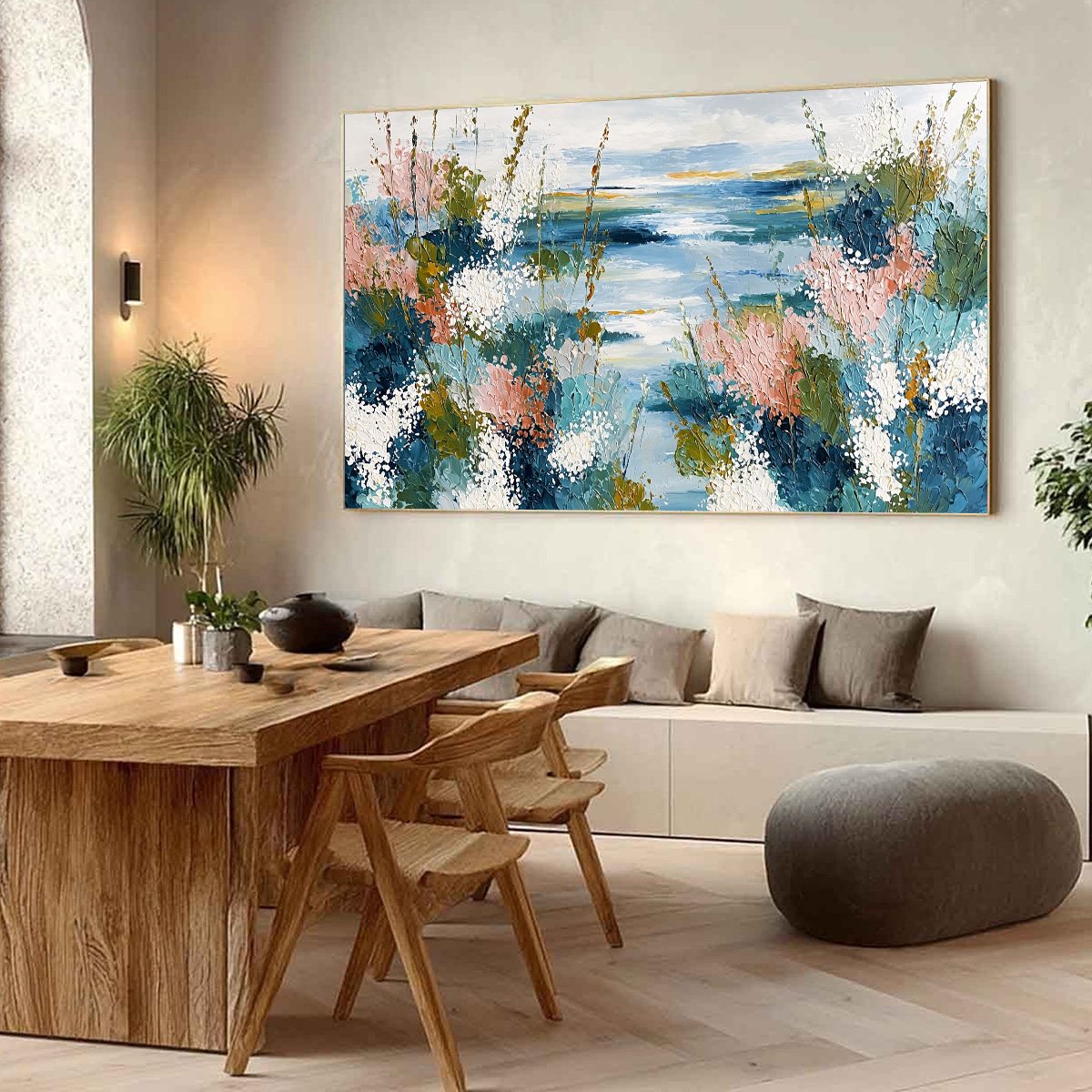 COASTAL BLOOM: Textured Impasto Painting of a Floral Coastline - Image 7
