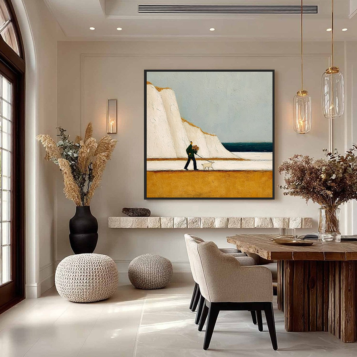 COASTAL DEVOTION: Textured Wabi Sabi Seascape Oil Painting - Image 4