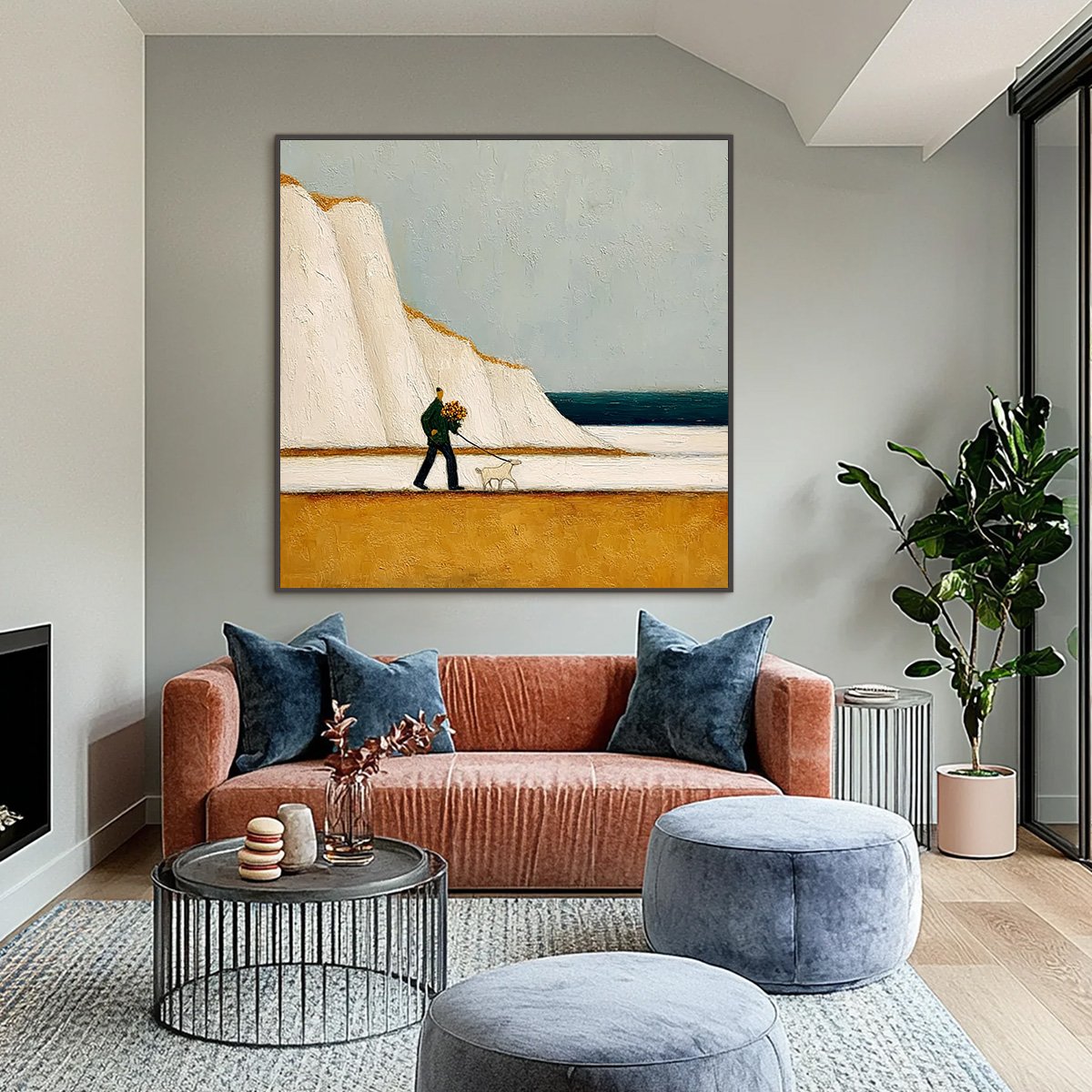 COASTAL DEVOTION: Textured Wabi Sabi Seascape Oil Painting - Image 2