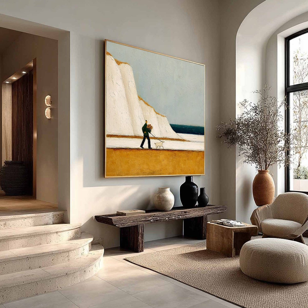 COASTAL DEVOTION: Textured Wabi Sabi Seascape Oil Painting - Image 8