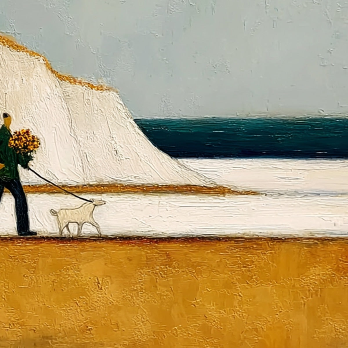 COASTAL DEVOTION: Textured Wabi Sabi Seascape Oil Painting - Image 3