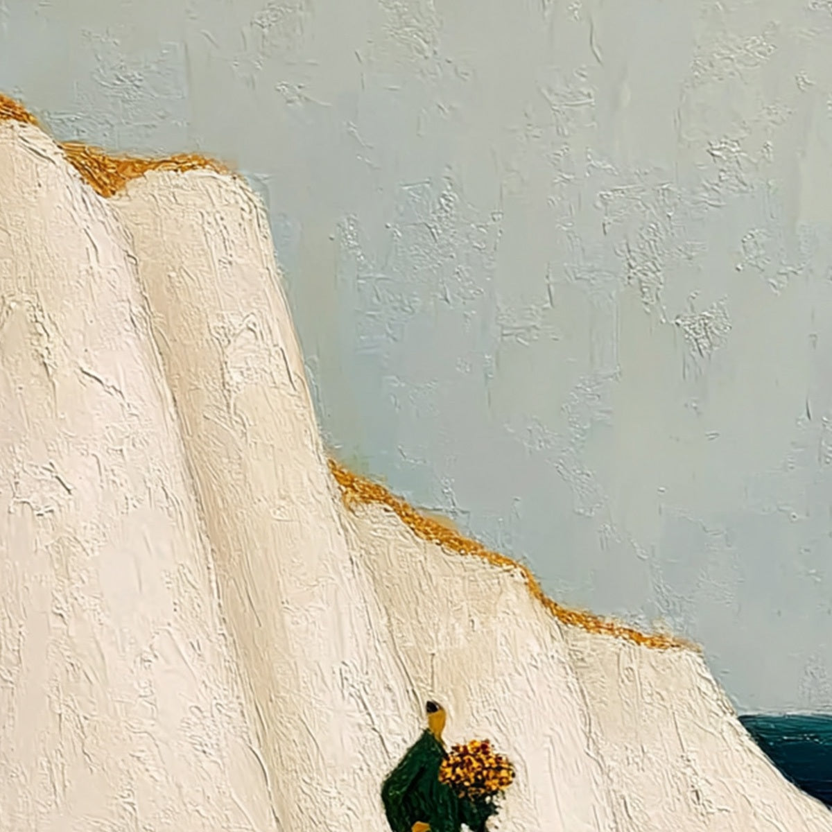 COASTAL DEVOTION: Textured Wabi Sabi Seascape Oil Painting - Image 5