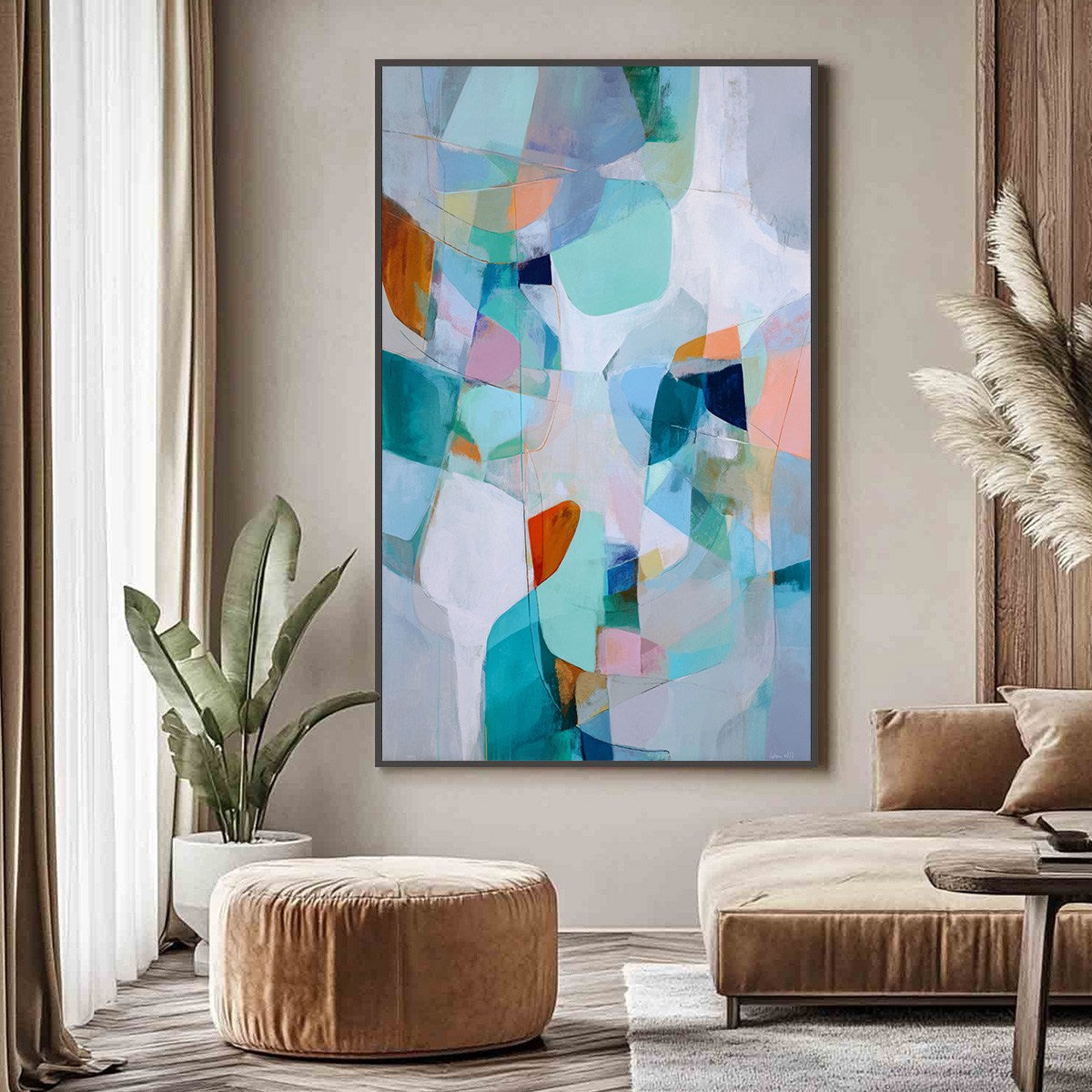 COASTAL DRIFT: Colorful Abstract Vertical Composition Art - Image 2