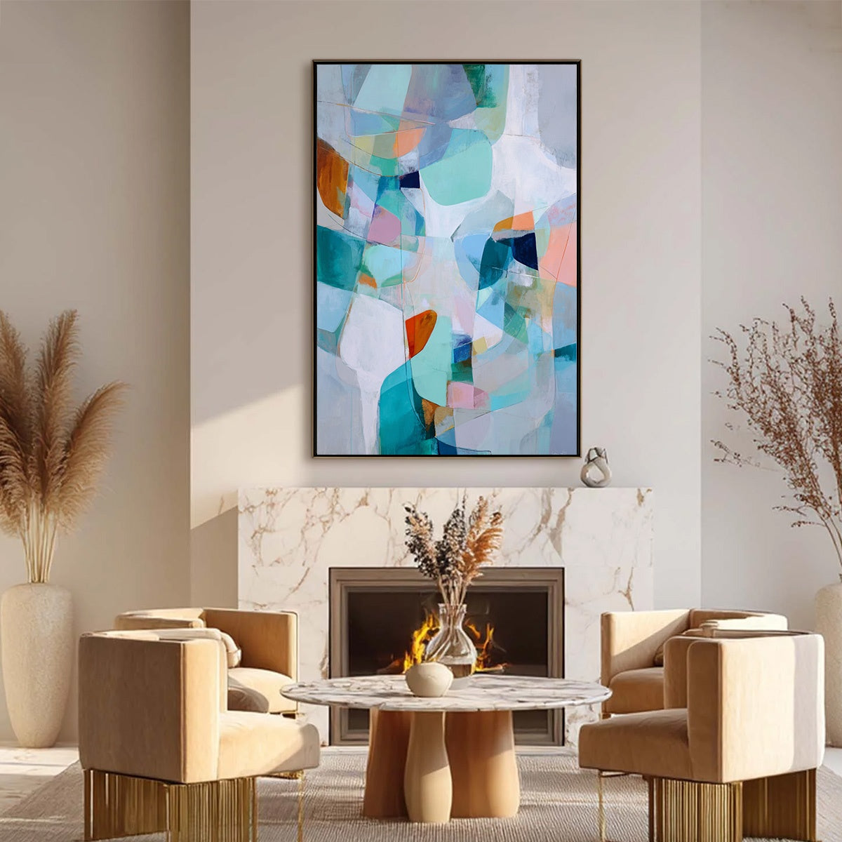 COASTAL DRIFT: Colorful Abstract Vertical Composition Art - Image 6