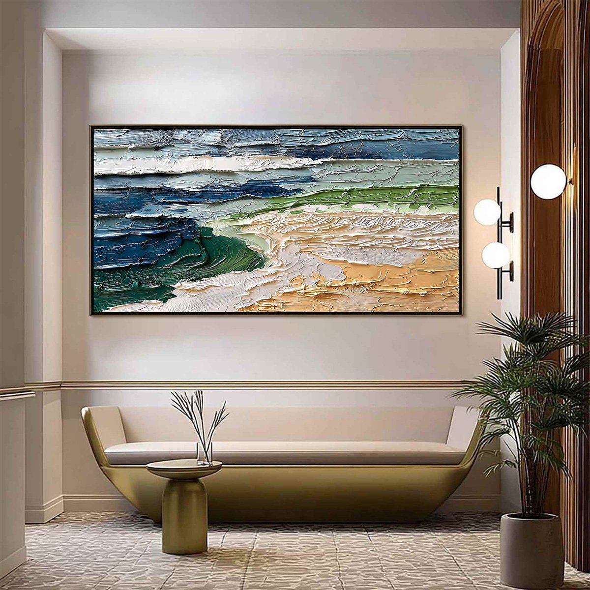 COASTAL DRIFT: Textured Abstract Seascape Impasto Oil Painting - Image 2