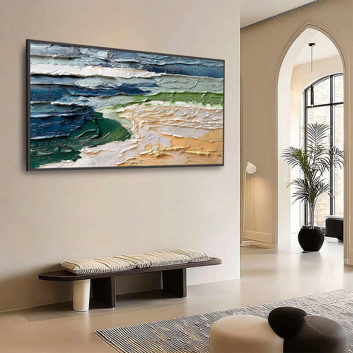COASTAL DRIFT: Textured Abstract Seascape Impasto Oil Painting - Image 7