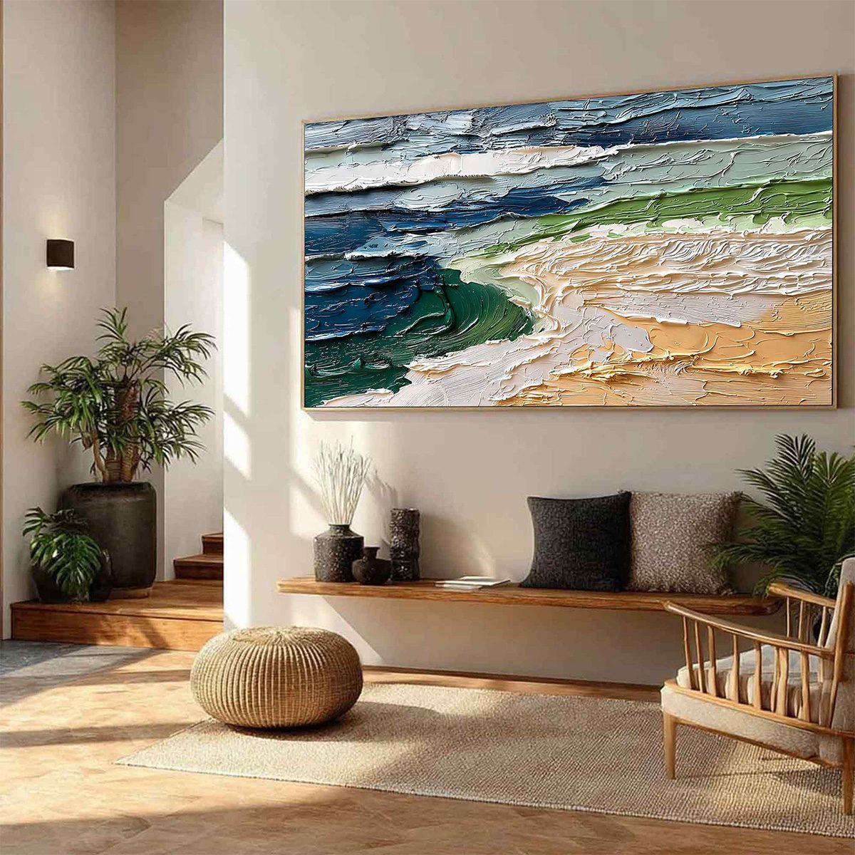 COASTAL DRIFT: Textured Abstract Seascape Impasto Oil Painting - Image 8