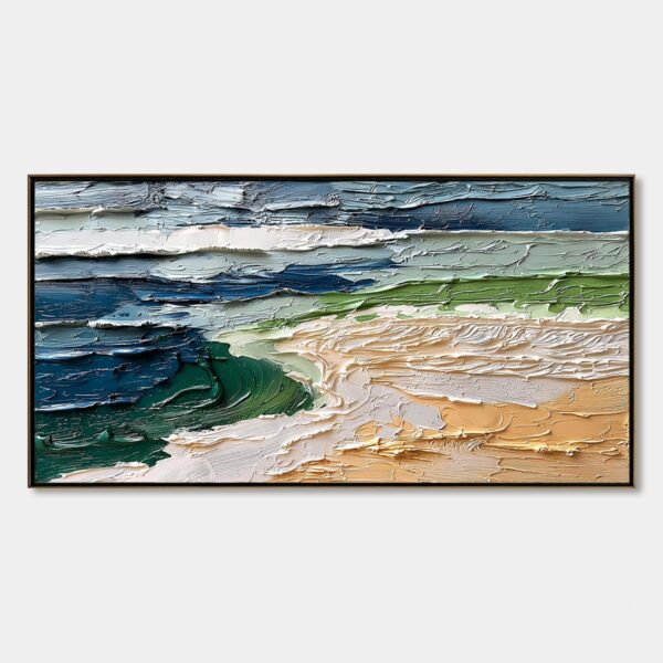 COASTAL DRIFT: Textured Abstract Seascape Impasto Oil Painting