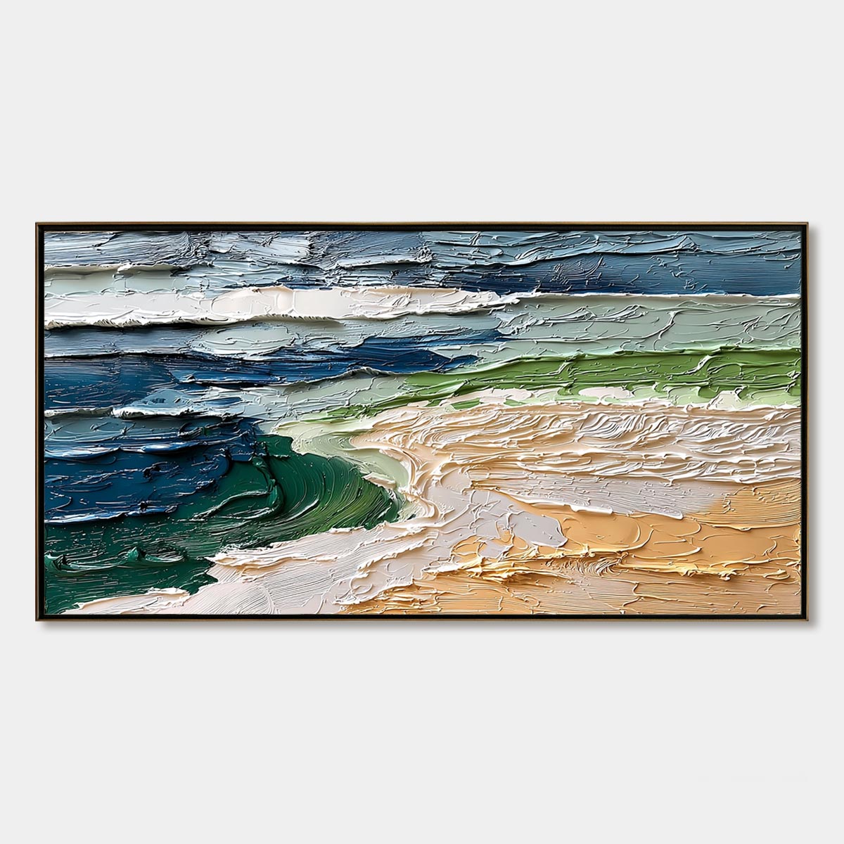 COASTAL DRIFT: Textured Abstract Seascape Impasto Oil Painting