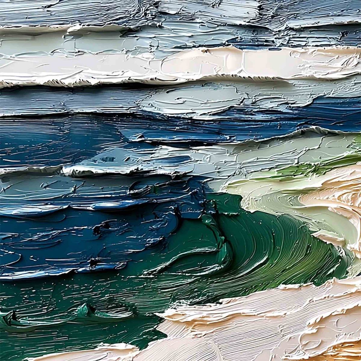 COASTAL DRIFT: Textured Abstract Seascape Impasto Oil Painting - Image 3