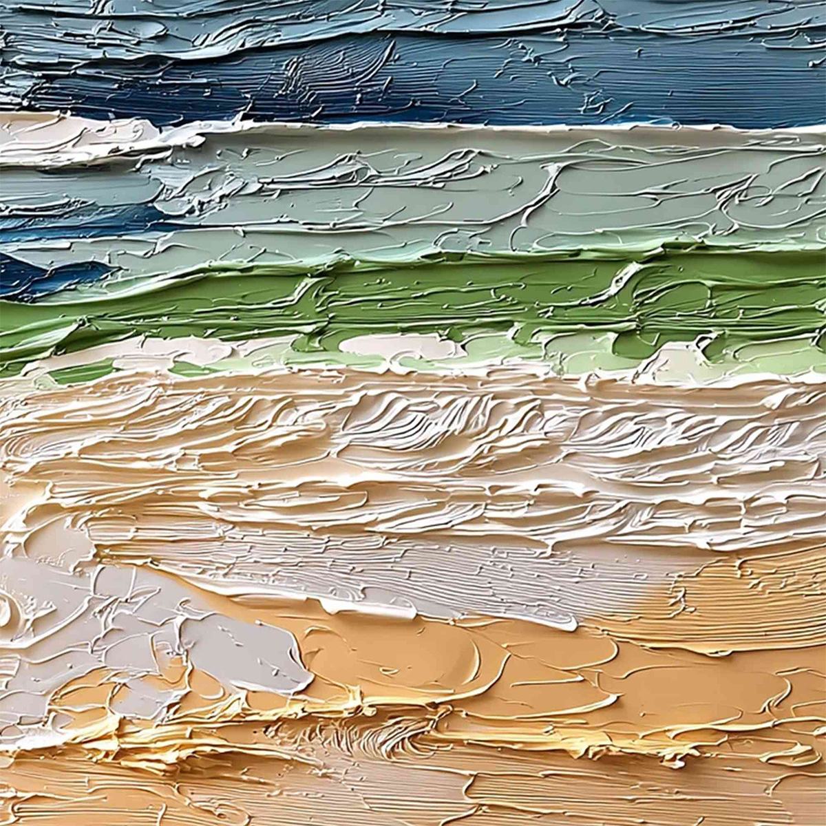 COASTAL DRIFT: Textured Abstract Seascape Impasto Oil Painting - Image 5