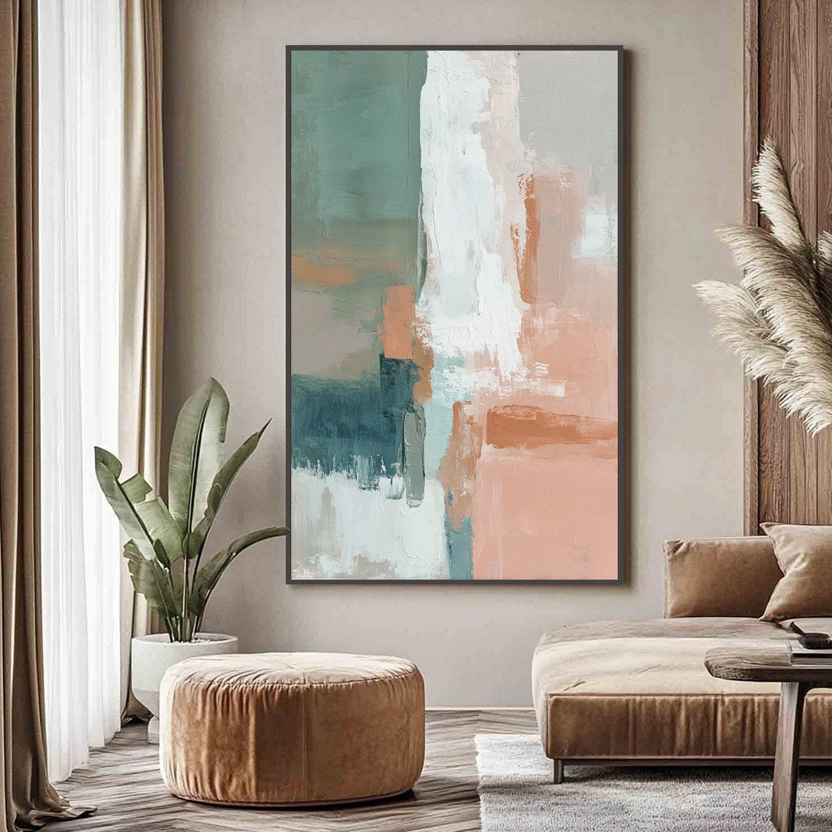 COASTAL ECHOES: Muted Tones Abstract Landscape Painting - Image 2