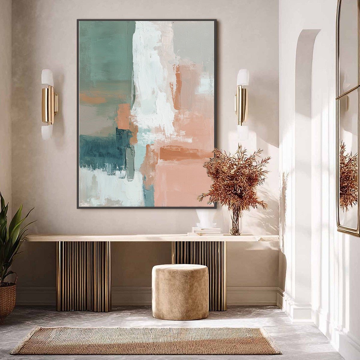 COASTAL ECHOES: Muted Tones Abstract Landscape Painting - Image 4