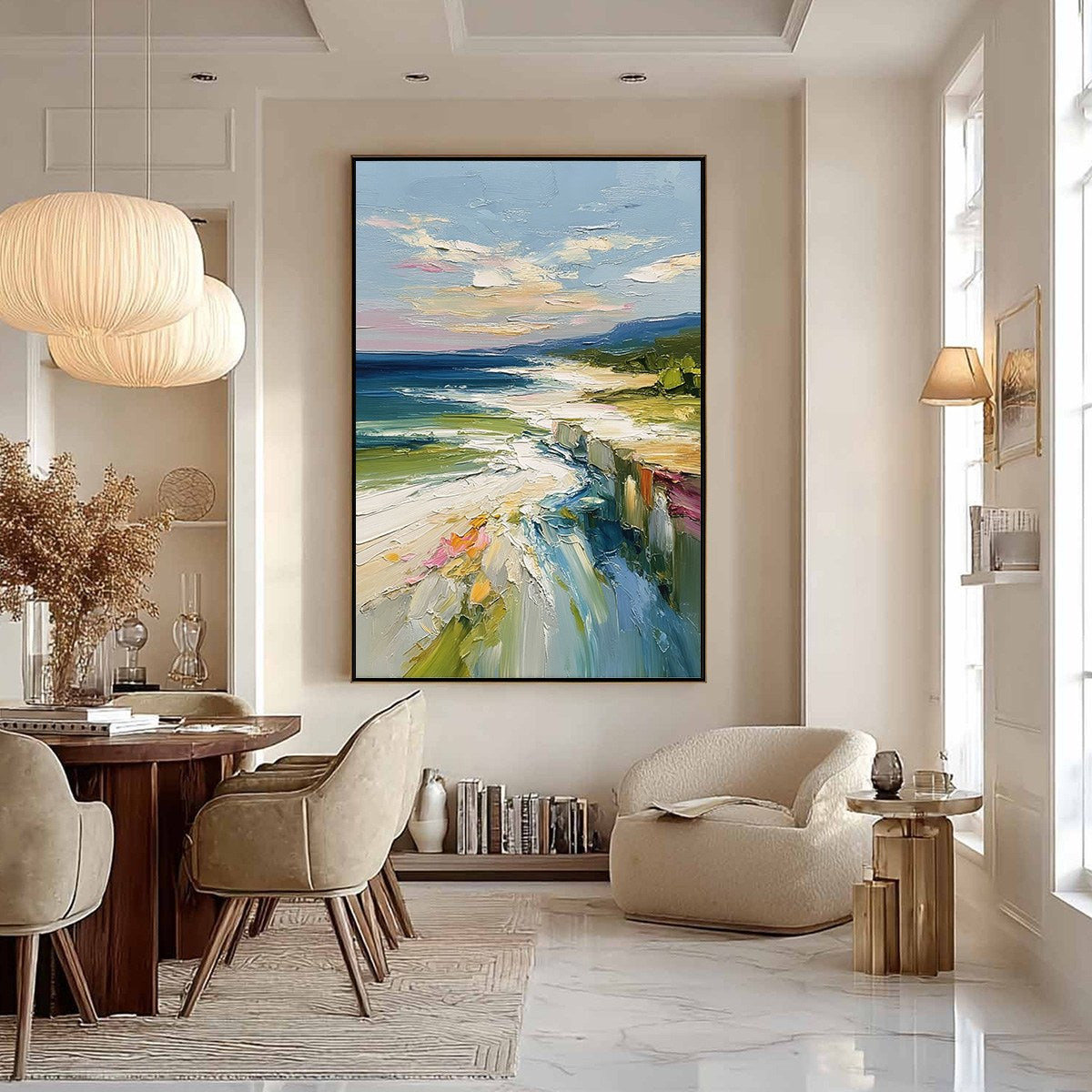 COASTAL EMBRACE: Textured Impasto Seascape Oil Painting for Wall Decor - Image 6