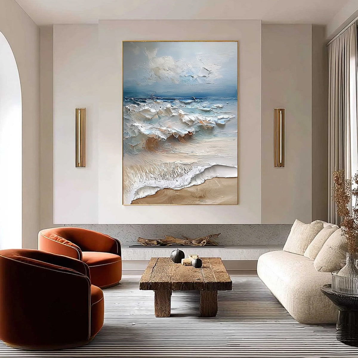 COASTAL EMBRACE: Textured Impasto Seascape Oil Painting - Image 2