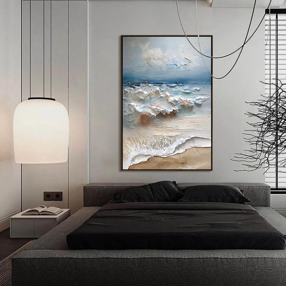 COASTAL EMBRACE: Textured Impasto Seascape Oil Painting - Image 4