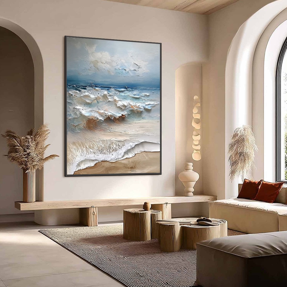 COASTAL EMBRACE: Textured Impasto Seascape Oil Painting - Image 7