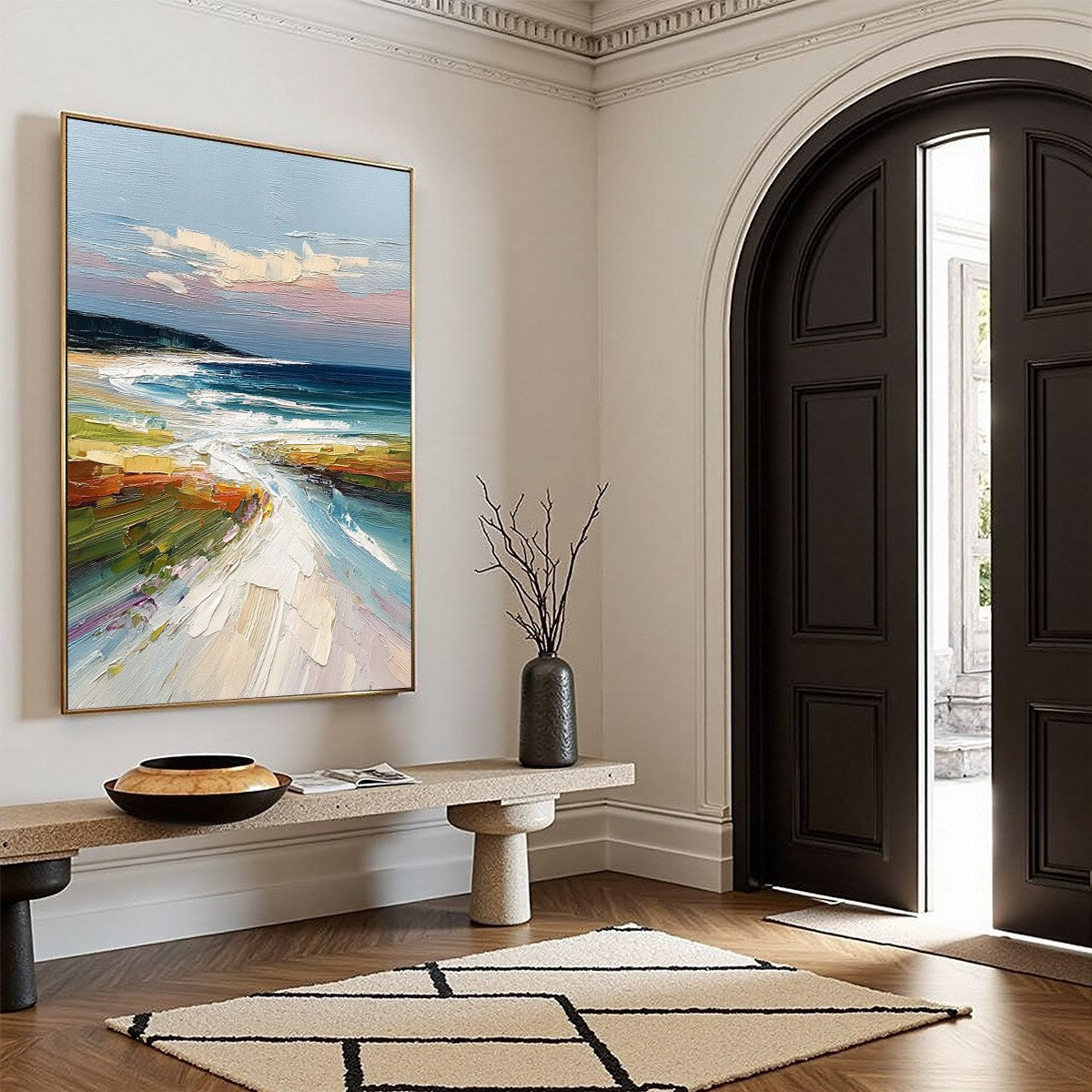 COASTAL EMBRACE: Textured Impasto Seascape Oil Painting - Image 8