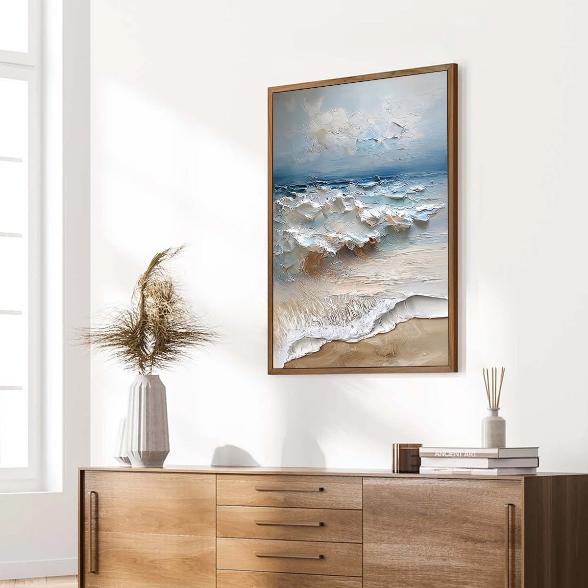 COASTAL EMBRACE: Textured Impasto Seascape Oil Painting - Image 8