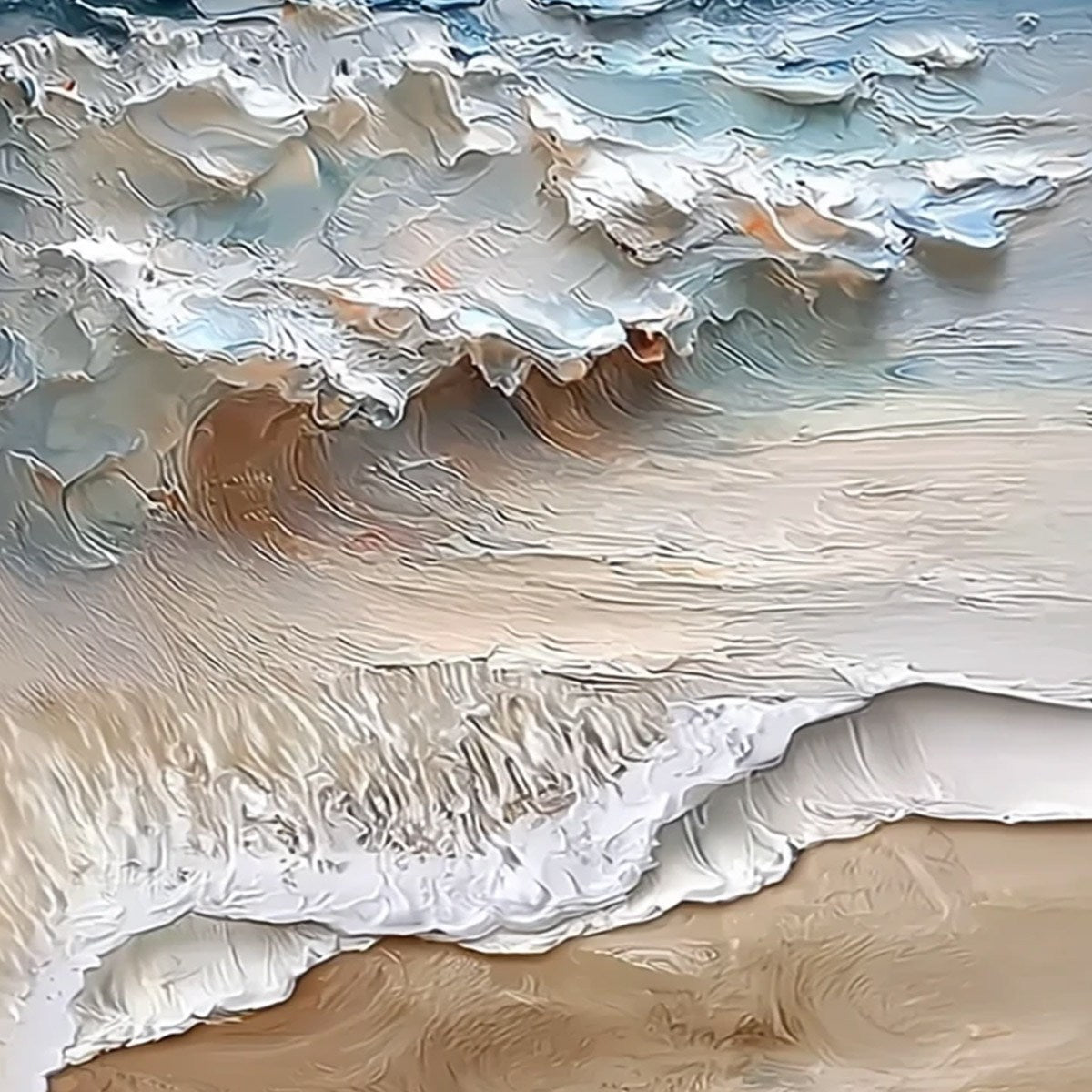 COASTAL EMBRACE: Textured Impasto Seascape Oil Painting - Image 3