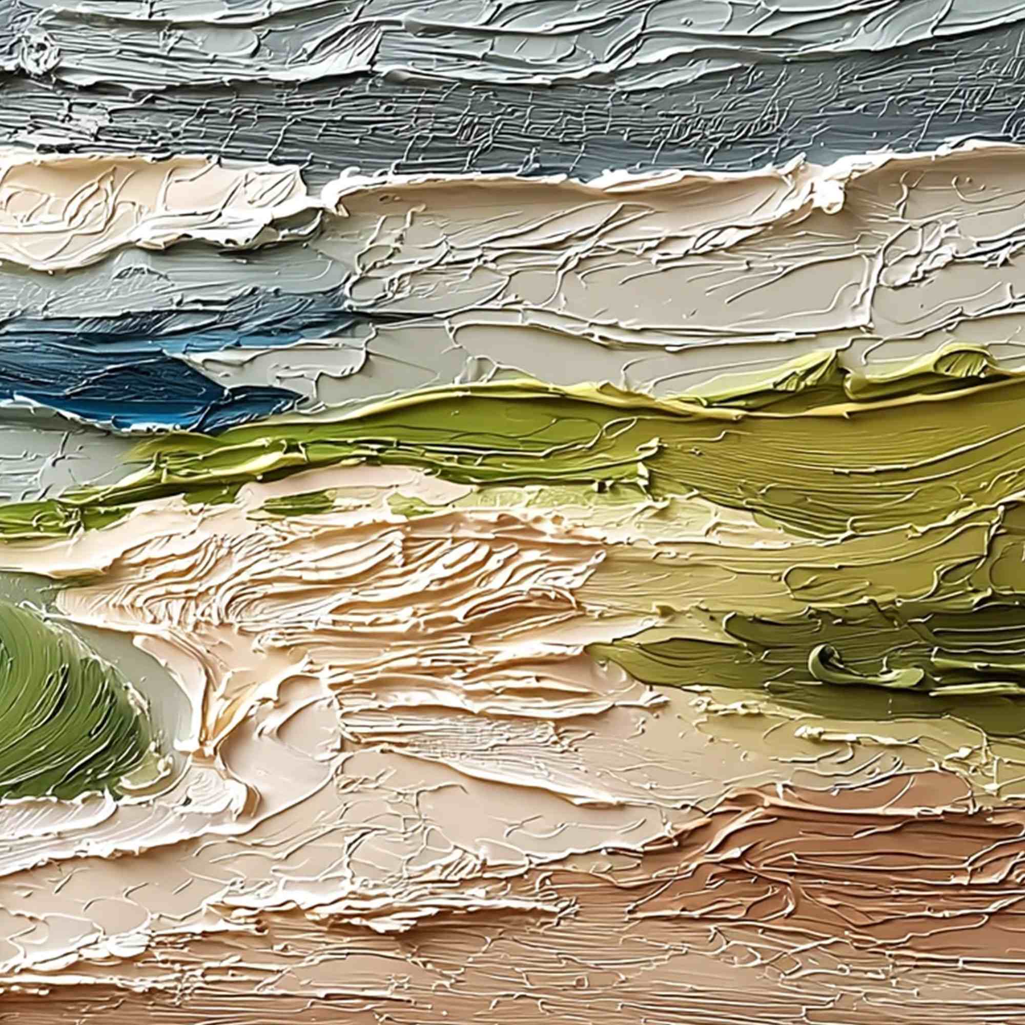 COASTAL EMBRACE: Textured Wabi Sabi Seascape Impasto Painting - Image 5