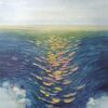 COASTAL GLOW: Textured Impasto Ocean Sunset Abstract Oil Painting