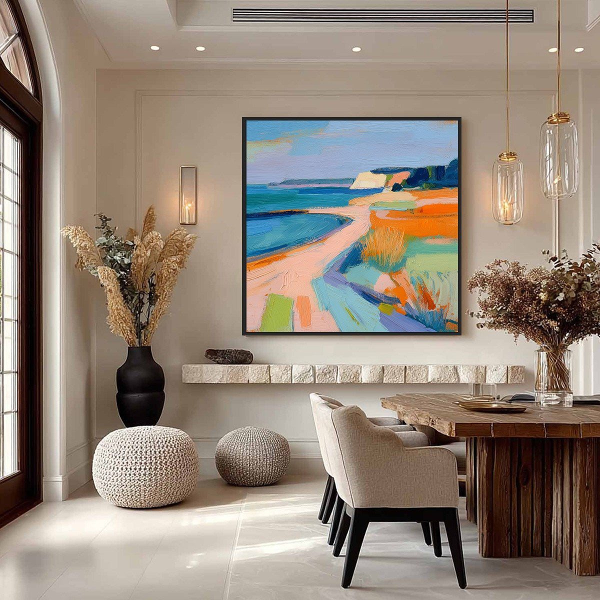 COASTAL GLOW: Textured Impasto Seascape Oil Painting for Coastal Decor - Image 4