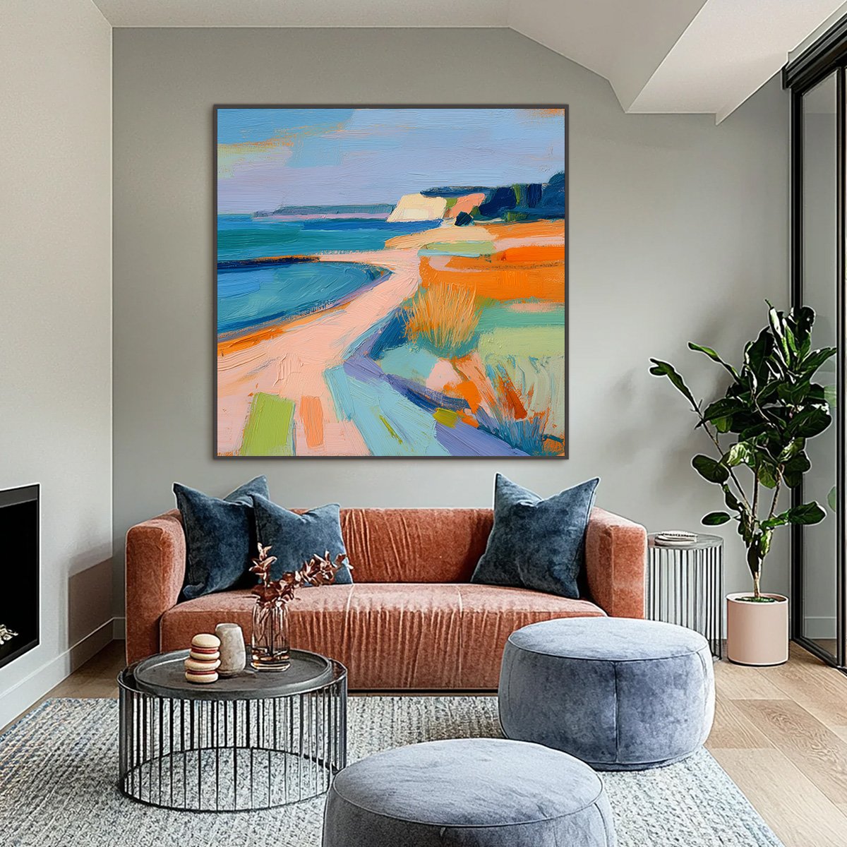 COASTAL GLOW: Textured Impasto Seascape Oil Painting for Coastal Decor - Image 2