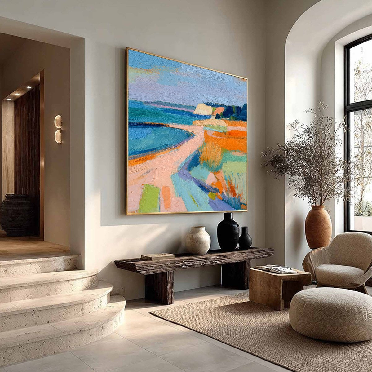 COASTAL GLOW: Textured Impasto Seascape Oil Painting for Coastal Decor - Image 8