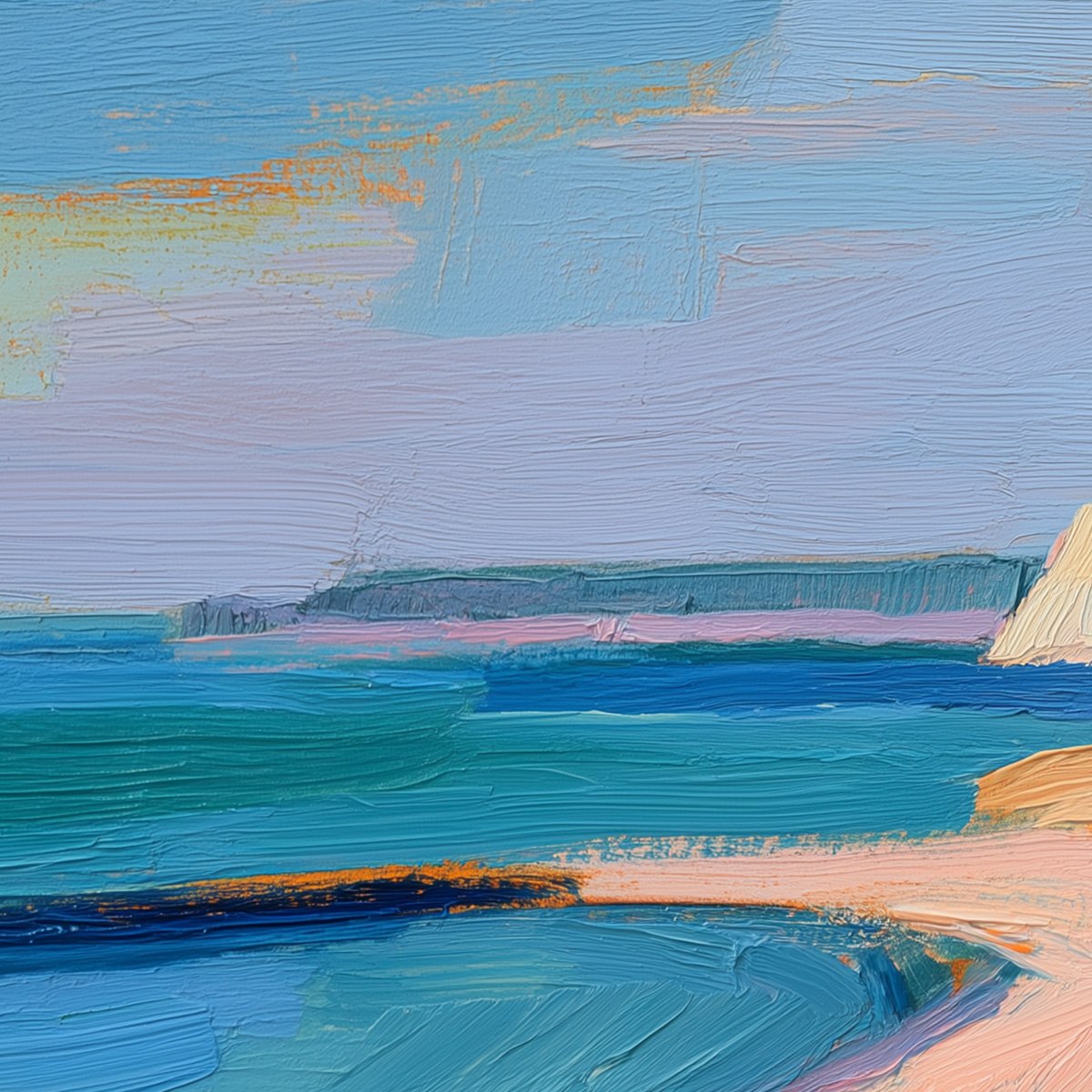 COASTAL GLOW: Textured Impasto Seascape Oil Painting for Coastal Decor - Image 5