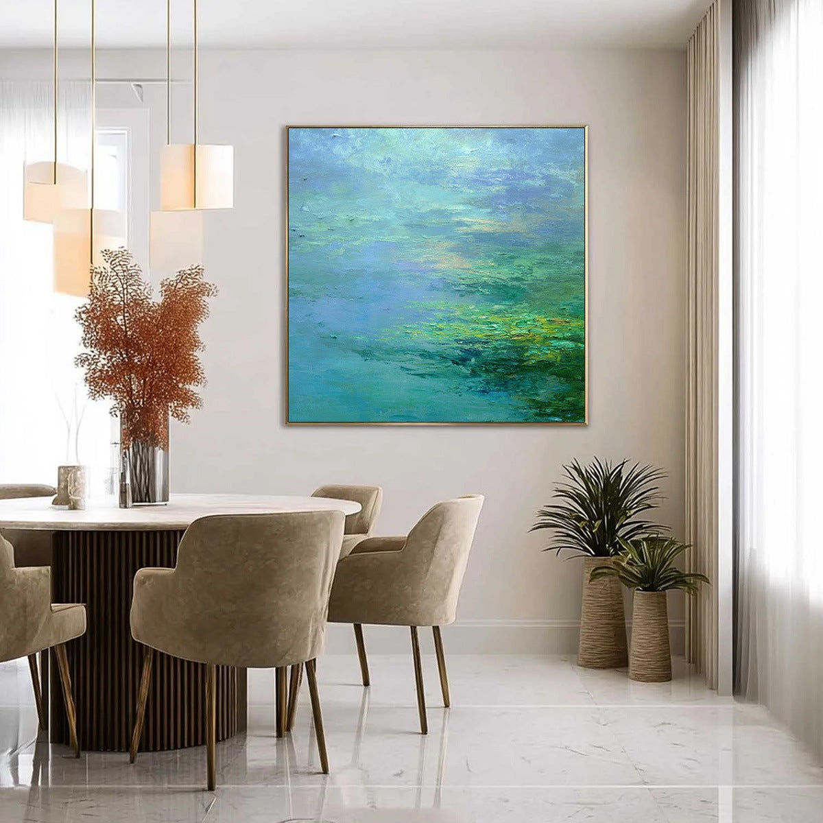 COASTAL MIST: Textured Abstract Wabi Sabi Seascape Painting - Image 4