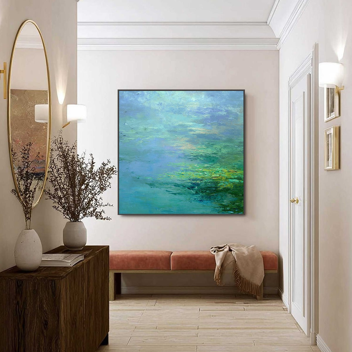COASTAL MIST: Textured Abstract Wabi Sabi Seascape Painting - Image 6