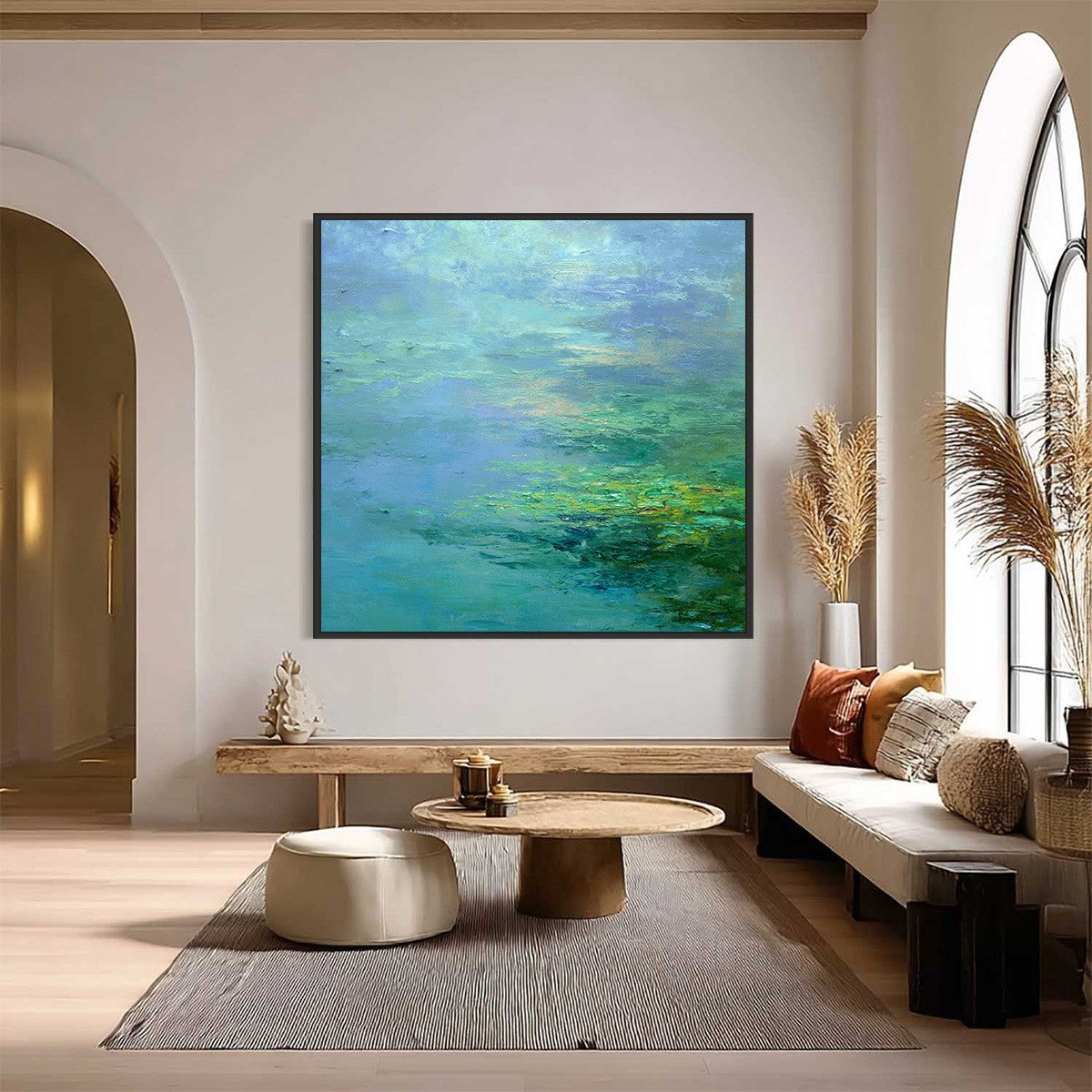 COASTAL MIST: Textured Abstract Wabi Sabi Seascape Painting - Image 2