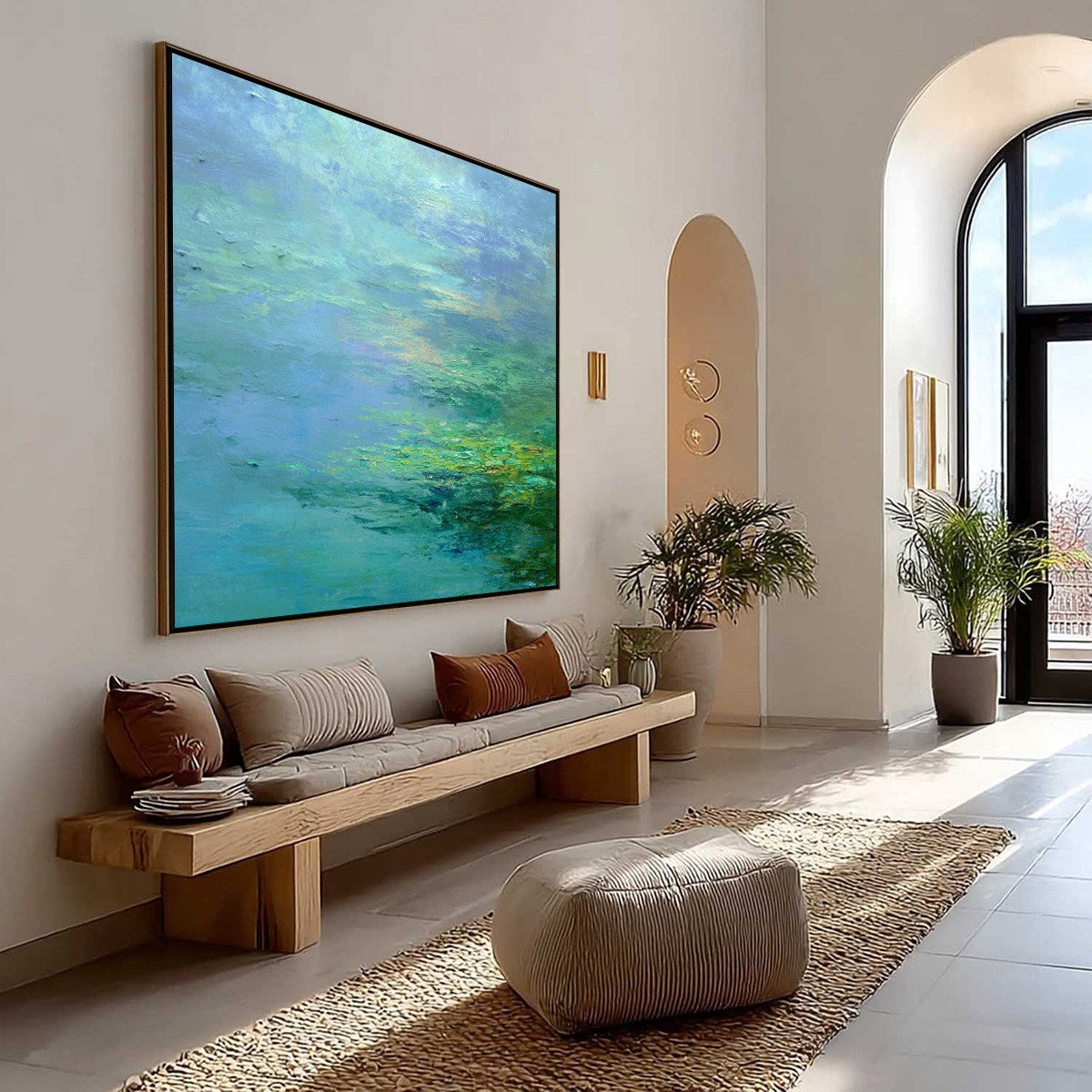 COASTAL MIST: Textured Abstract Wabi Sabi Seascape Painting - Image 7