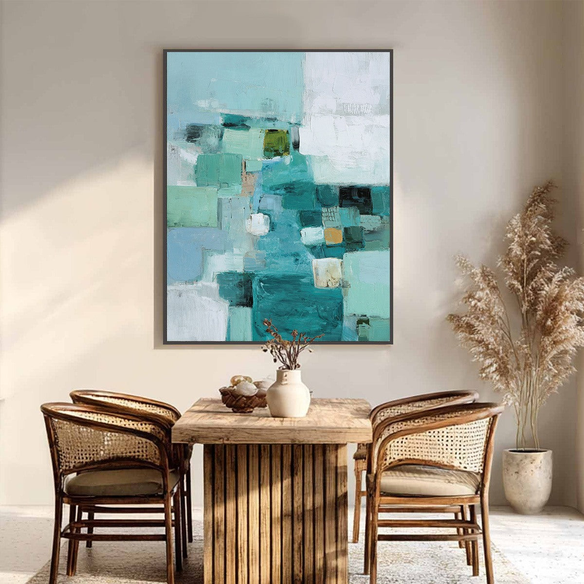 COASTAL MOSAIC: Textured Abstract Painting in Teal and Blue - Image 2