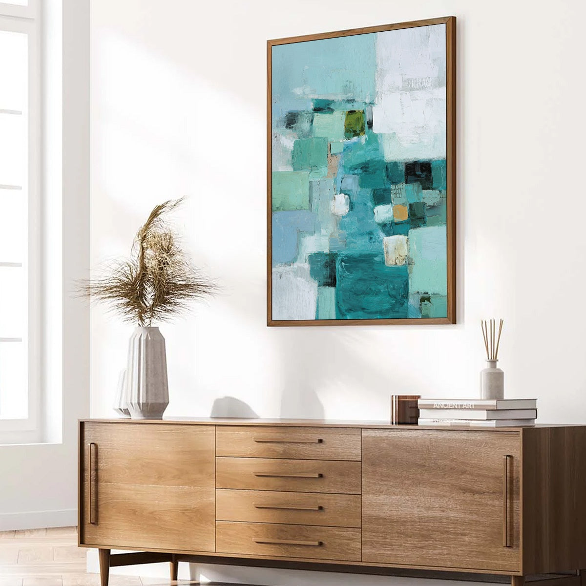 COASTAL MOSAIC: Textured Abstract Painting in Teal and Blue - Image 8