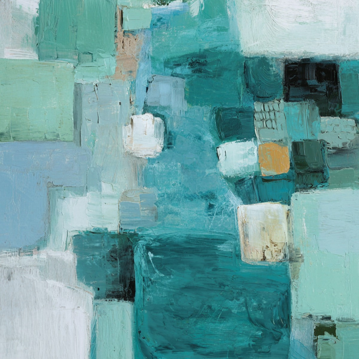 COASTAL MOSAIC: Textured Abstract Painting in Teal and Blue - Image 3