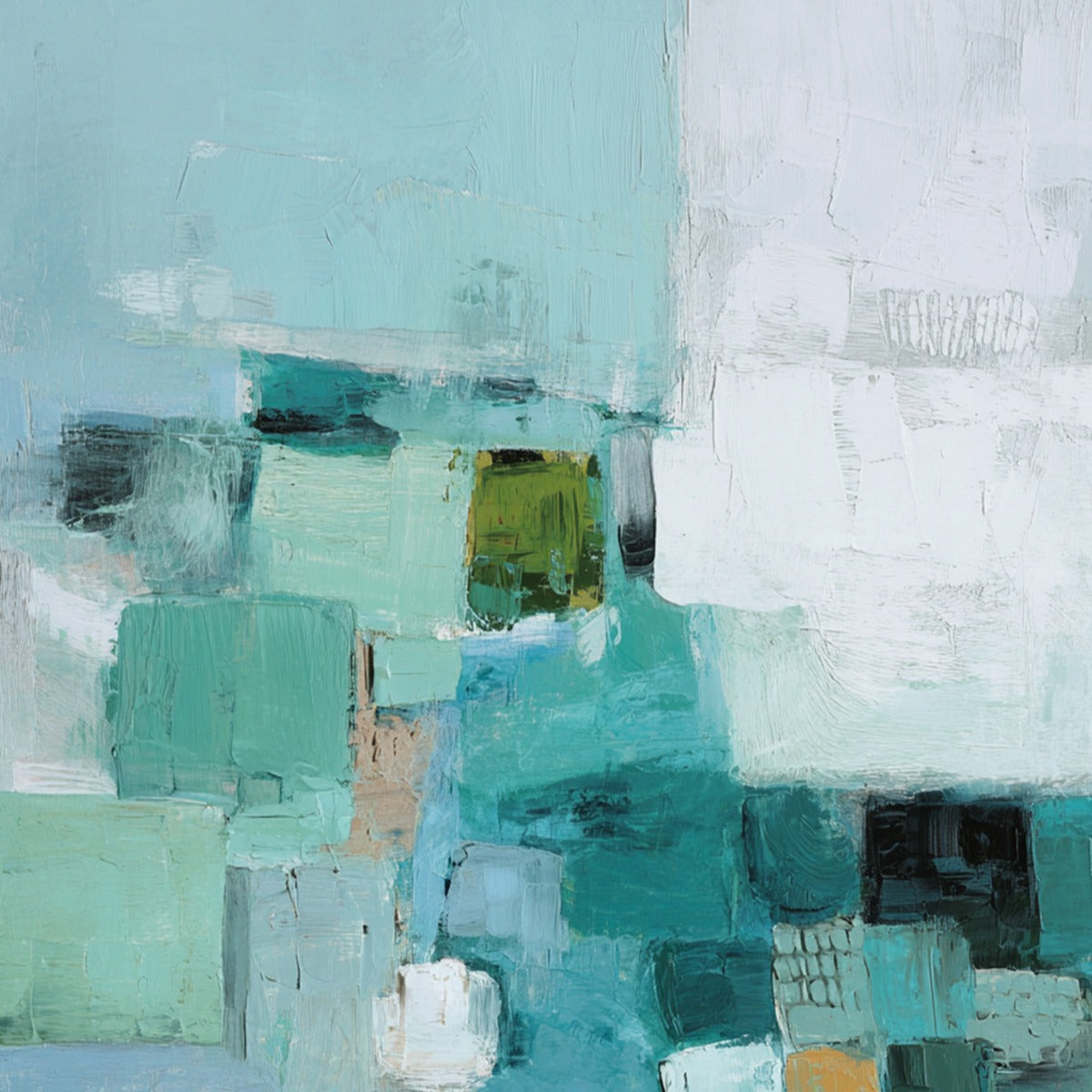 COASTAL MOSAIC: Textured Abstract Painting in Teal and Blue - Image 5