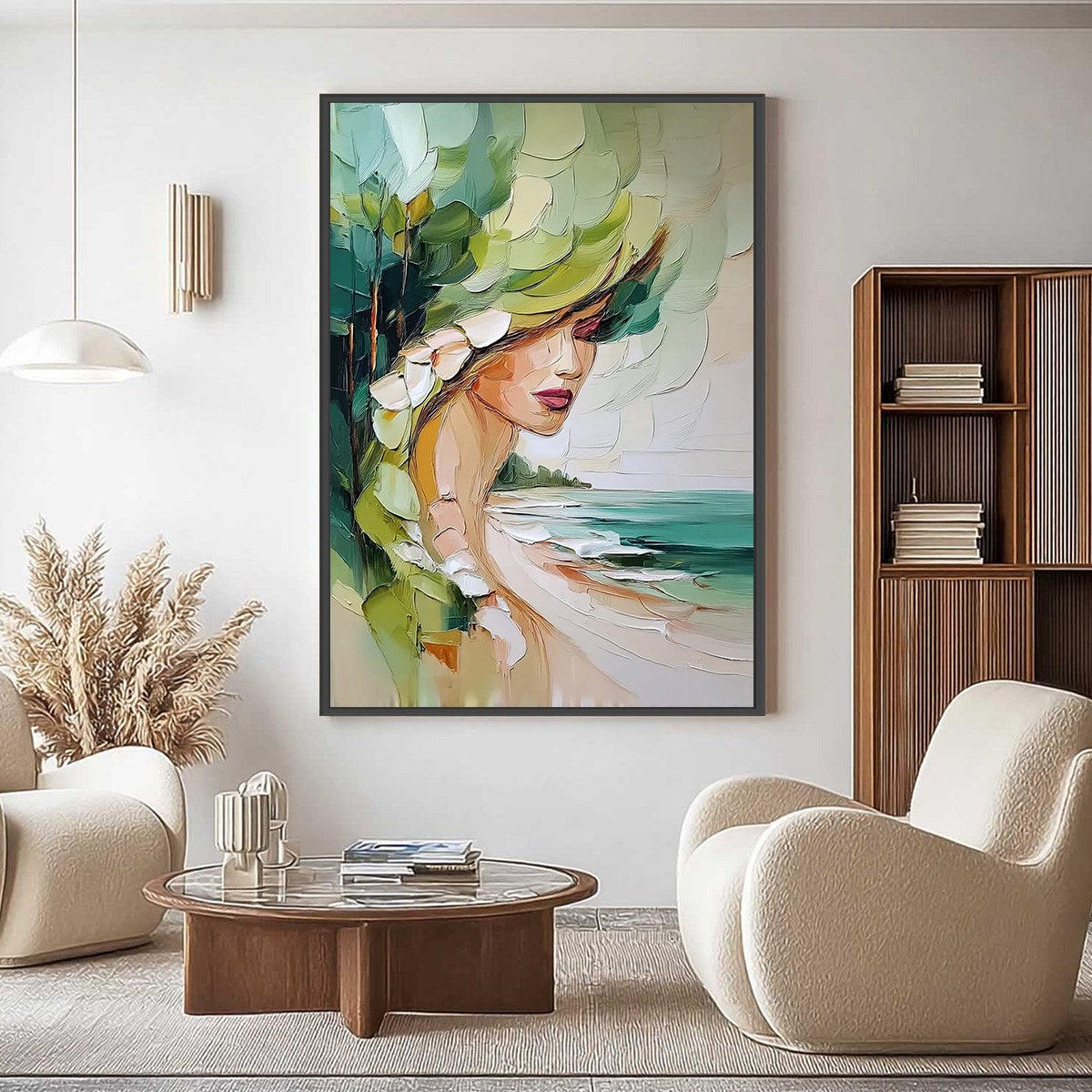 COASTAL MUSE: Textured Impasto Portrait Painting of a Woman by the Sea - Image 2