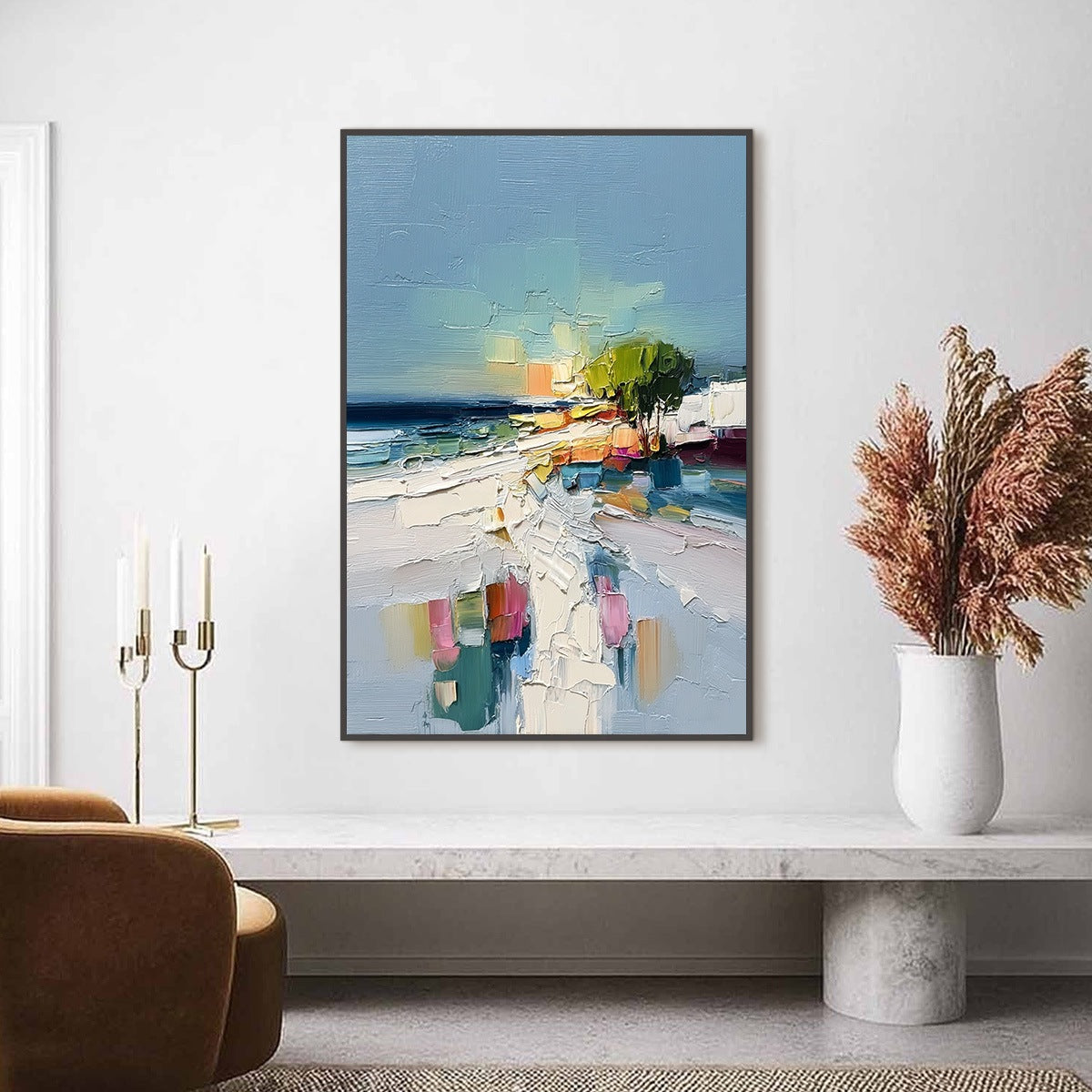COASTAL PATH: Textured Palette Knife Abstract Seascape Painting - Image 2