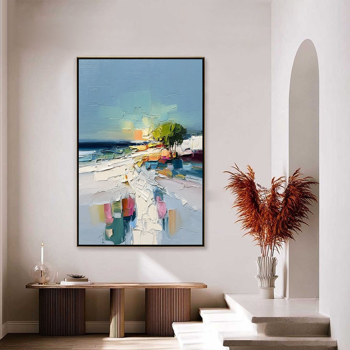 COASTAL PATH: Textured Palette Knife Abstract Seascape Painting - Image 4