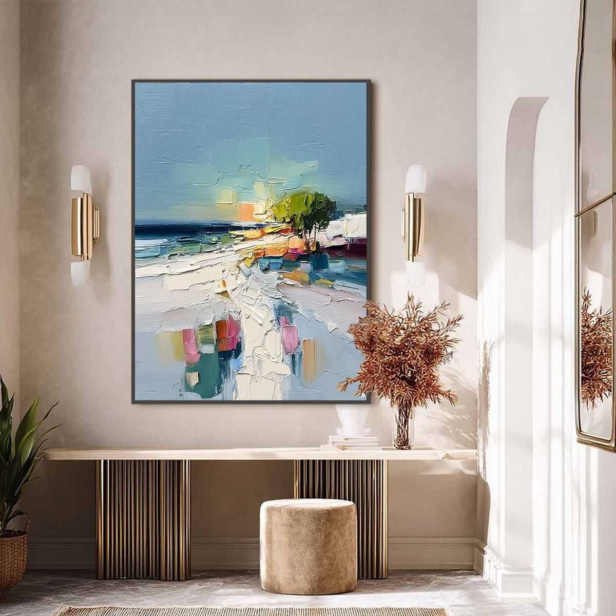 COASTAL PATH: Textured Palette Knife Abstract Seascape Painting - Image 6