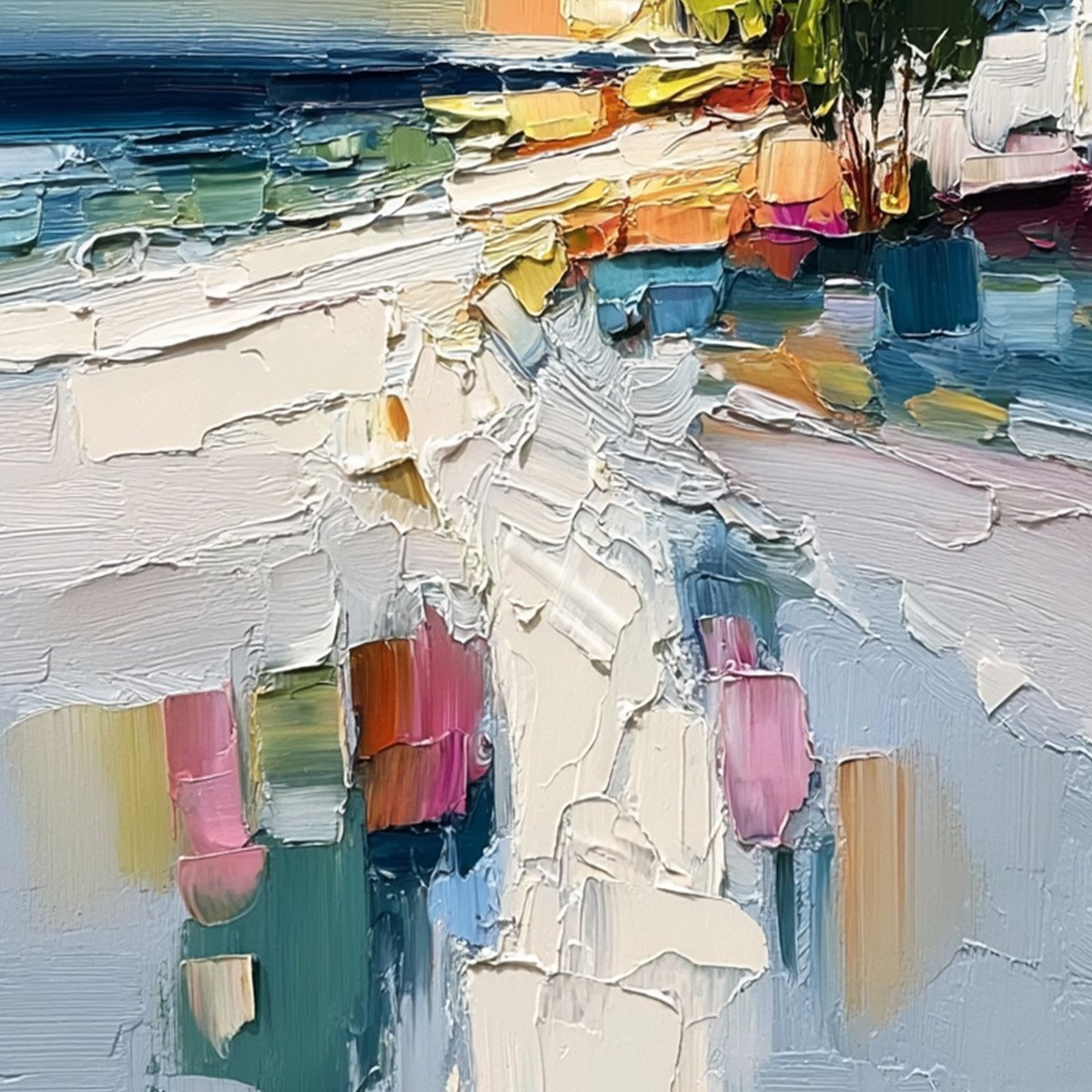 COASTAL PATH: Textured Palette Knife Abstract Seascape Painting - Image 5