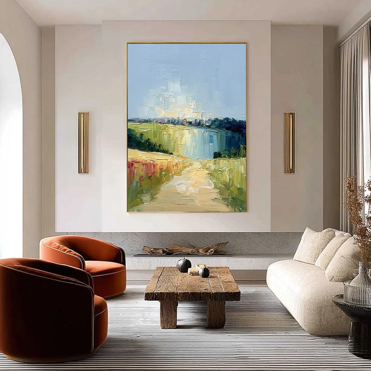 COASTAL PROMENADE: Textured Palette Knife Impasto Landscape Painting - Image 2