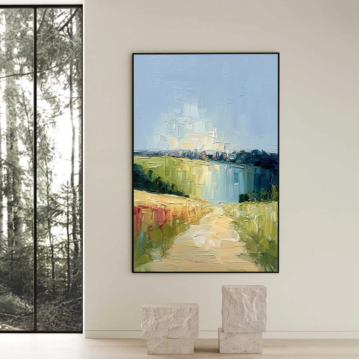 COASTAL PROMENADE: Textured Palette Knife Impasto Landscape Painting - Image 6