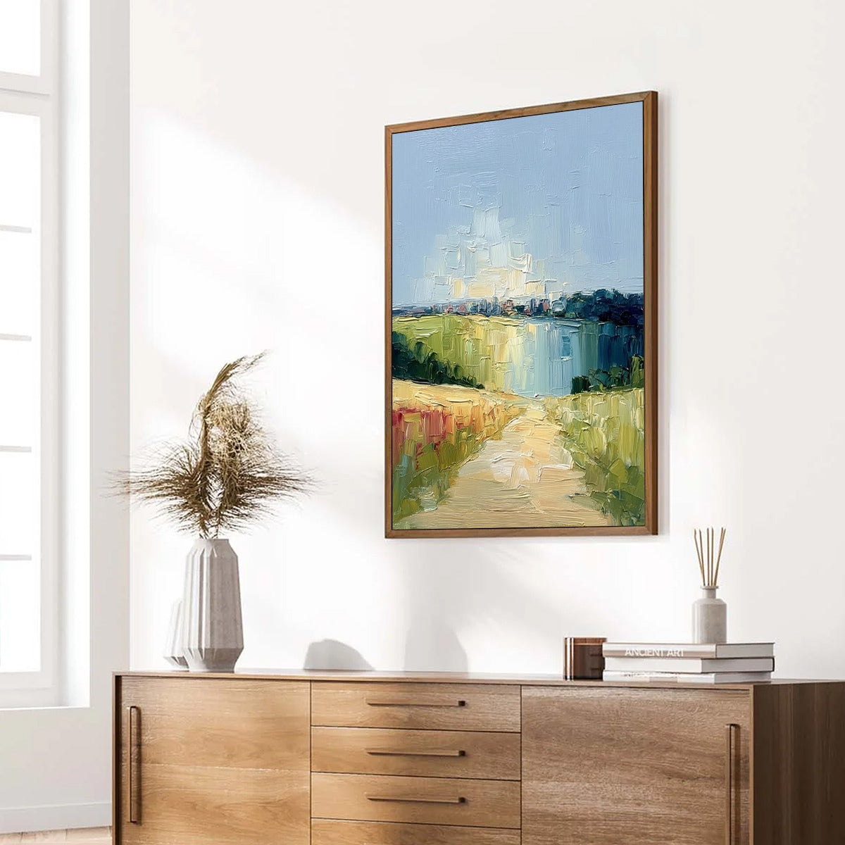 COASTAL PROMENADE: Textured Palette Knife Impasto Landscape Painting - Image 8